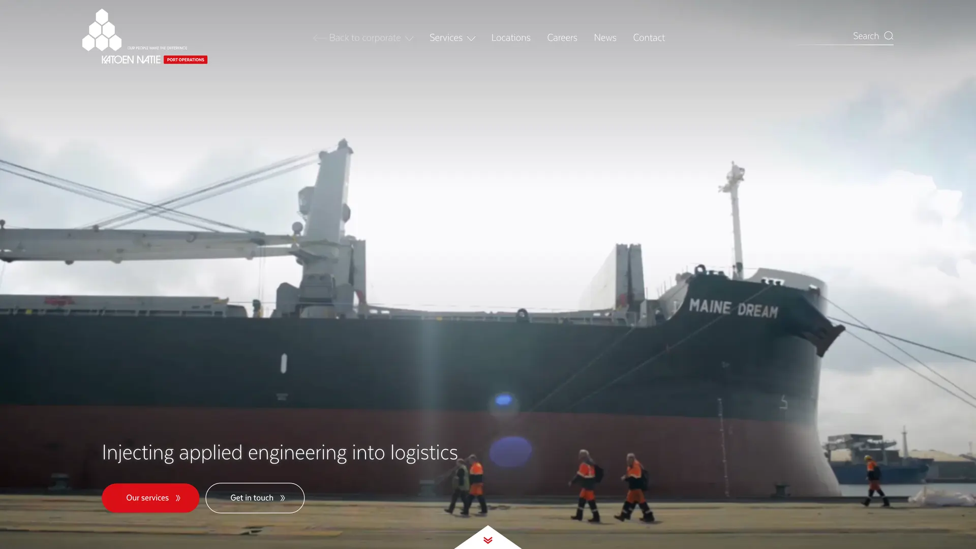 The Port Operations business-unit site, a bulk carrier at the quay